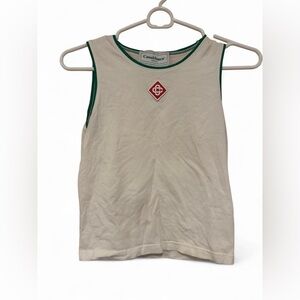 Casablanca Cream Tank Top with Green Trim